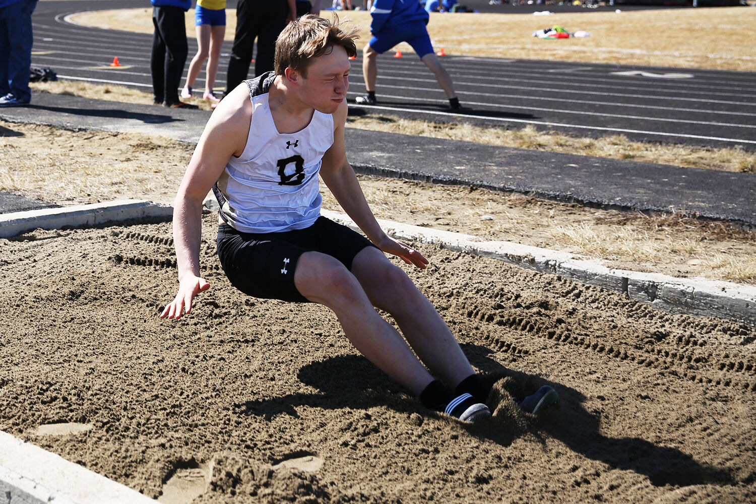 Ben Camino squints as he lands in the pit